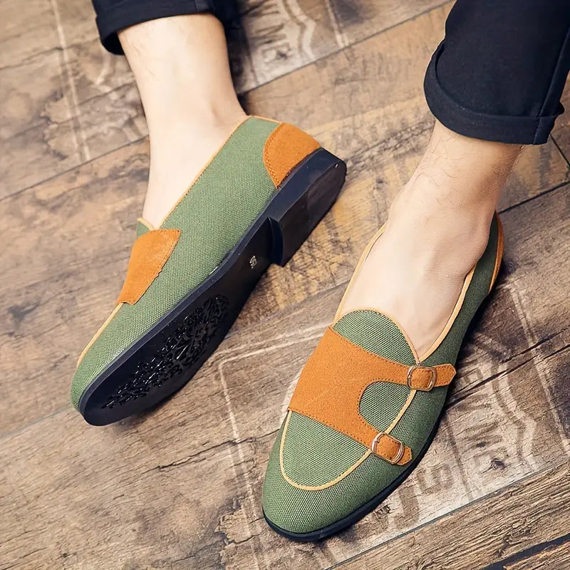 Oxford Canvas Suede Slip-Ons